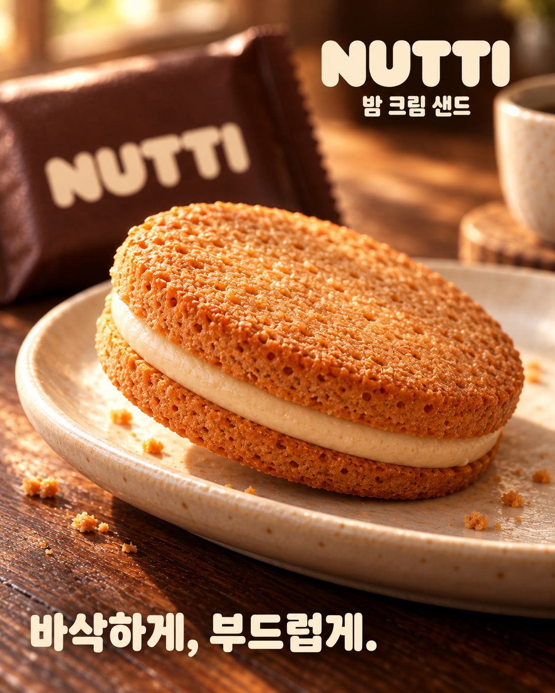 03 · 가까이에서 만나는 쿠키와 크림 — 쿠키 표면의 기공과 부드러운 크림의 질감을 가까이 담았습니다.